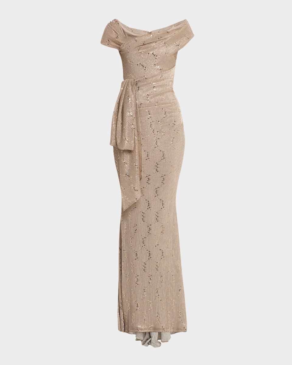 Reo Metallic Drape Mermaid Gown